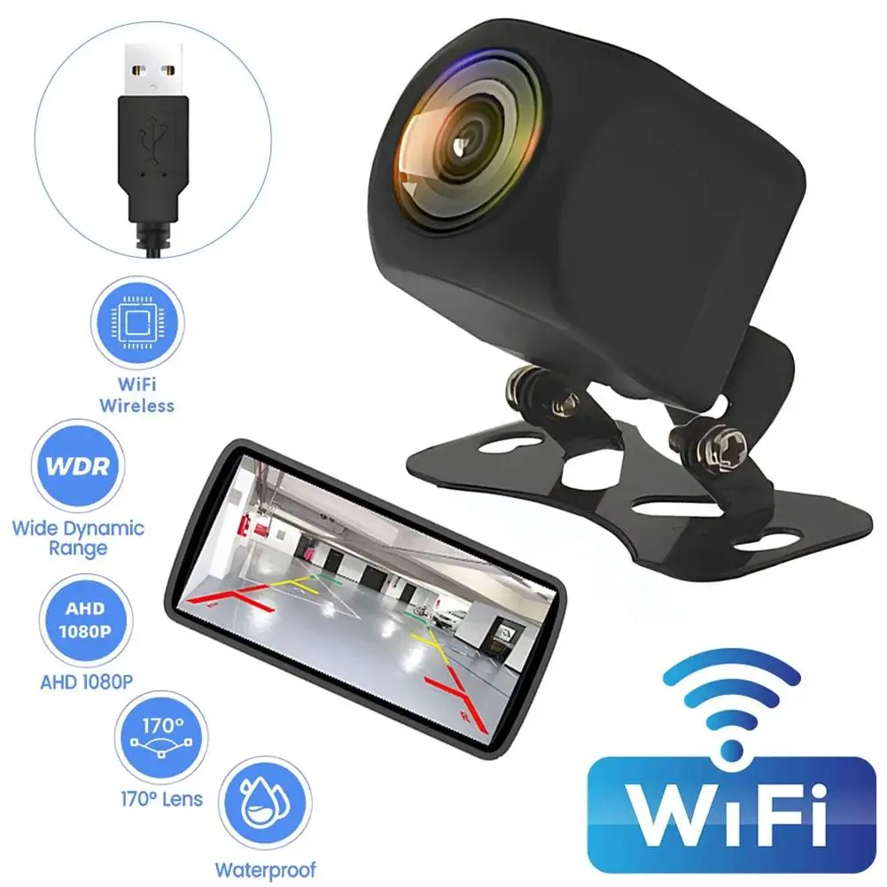 1080P Беспроводная автомобильная камера заднего вида Wi-Fi 170 градусов HD