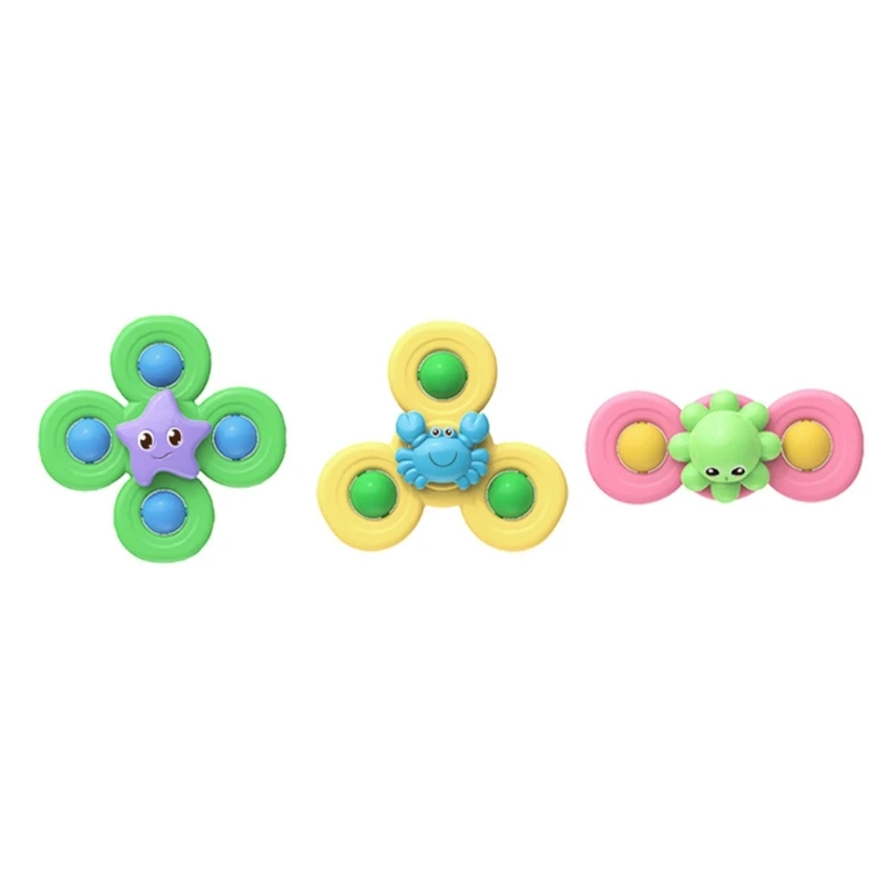 

Rotary Spinner Rattle for Infant Highchair Suction Cup Toy Baby Teething Toy Bathtub Suction Spinner Cartoon Water Toy