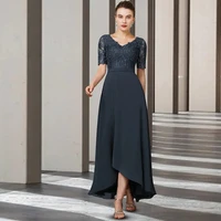 elegant mother of the bride dress for woman short sleeves ankle length formal chiffon wedding guest gown grooms vestidos noche