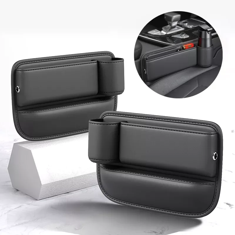 

Seat Gap Organizers with Cup Holder Leather Crevice Side Storage Box Slotted Driver Front Middle Console Filler Organizer