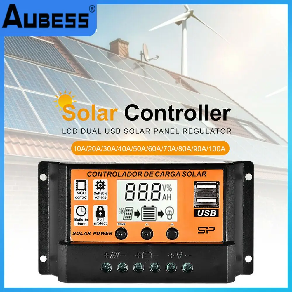 

10A 20A 30A 12V 24V Auto Solar Cells Panel Battery Charger Controller PWM Solar PV Regulators LCD Display 5V USB For Solar Use