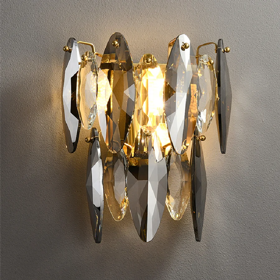 

IWP Luxurious Crystal Wall Lamp Indoor LED Copper Sconce Restroom Mirror Front Lamp Decor Wall Light For Living Room Bedroom New