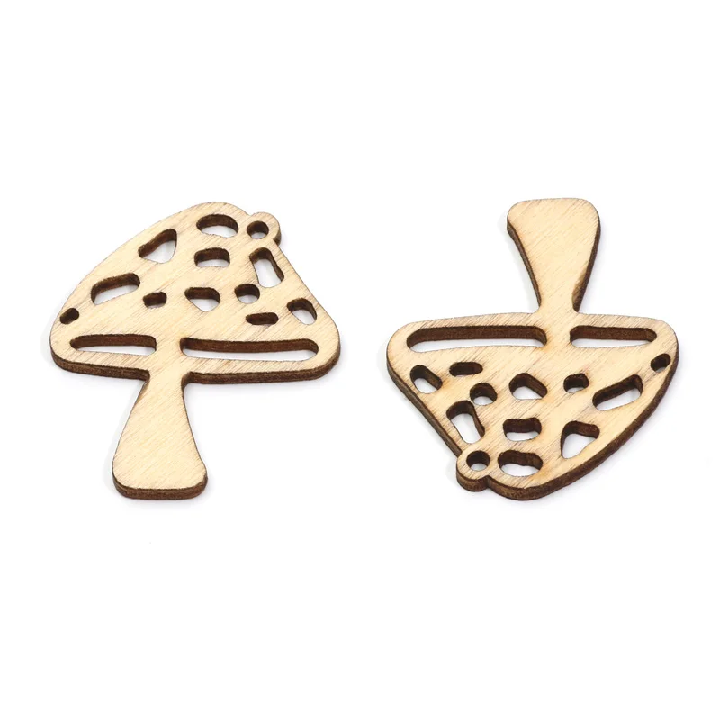 10 шт. 34x40 мм небольшие натуральные деревянные пустотелые грибы узор ломтик
