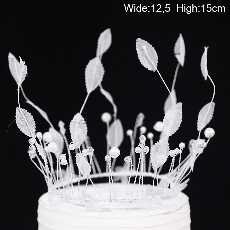 

PVC Alloy Princess Crown Cake Decoration Queen Plastic Alloy Pearl Adornment Children Wedding Girl Happy Birthday Bride Tools