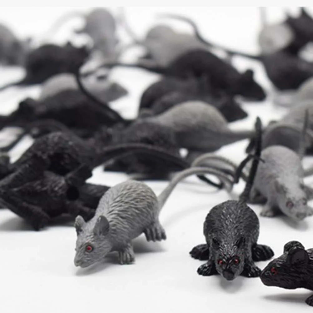 

Gadpiparty Animal Toys Fake Mice Simulation Mini Mouse Model Halloween Toy (Black Grey Mixed)