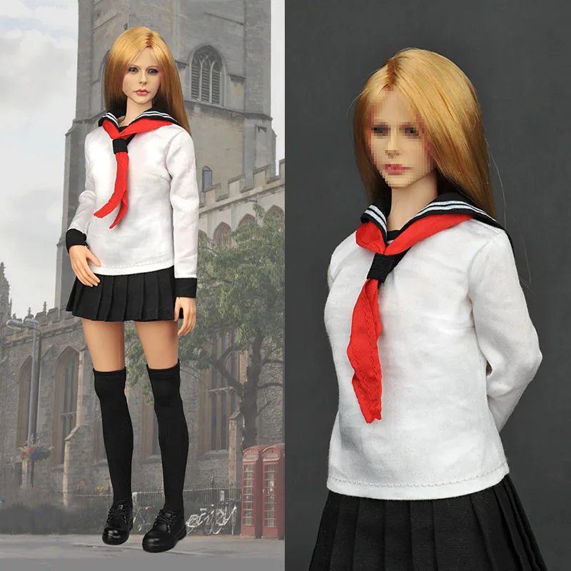 

ZY15-31 1/6 Female Soldier Student Uniform Sailor Suit Shirt Pleated Skirt Clothes Set Model For 12 Inches Action Figure Body