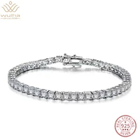 wuiha 925 sterling silver round 3mm 4mm 5mm vvs1 moissanite pass test diamonds tennis charm bracelets for women men dropshipping