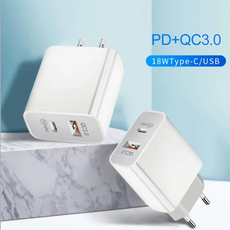 

18W PD Charger Type C Port US EU AU Plug Mobile Phone Quick Charge QC 3.0 USB Charger For iP Samsung Huawei Xiaomi USB C PD Port