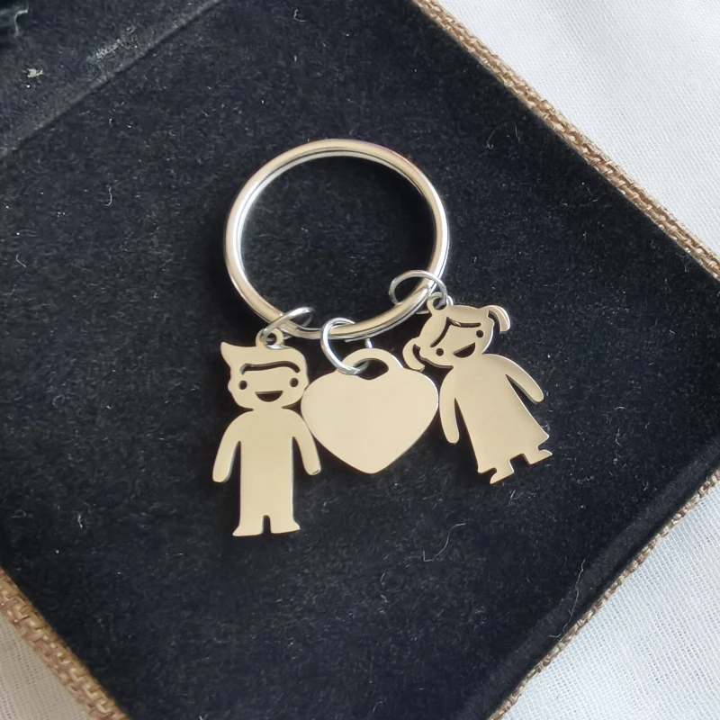 Брелок для ключей с именем человека и девочки из нержавеющей стали |