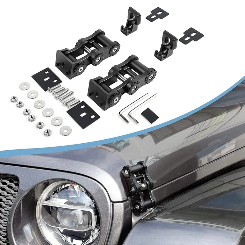 

JL Hood Latches, Aluminum Hood Catch Lock Latch Kit For 2018-2022 Jeep Wrangler JL Gladiator JT Accessories, 2PCS Black