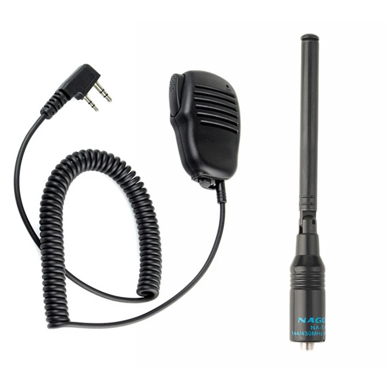 

2Pin Mini PTT Speaker MIC Walkie Talkie для Baofeng UV5R 888S & VHF UHF Nagoya NA-774 SMA-F телескопическая двухдиапазонная антенна