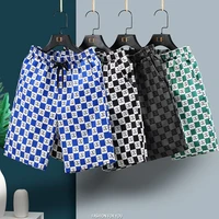 mens clothing fashion summer new shorts drawstring pocket checkerboard letter a print casual sports graphic shorts for men m 7x