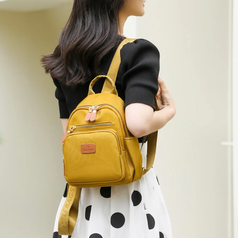 

Multifunctional Women's Small Backpack Fashion Retro Solid Color Shoulder Bag High Quality Oxford Fabric Mini Backpack 2023 New