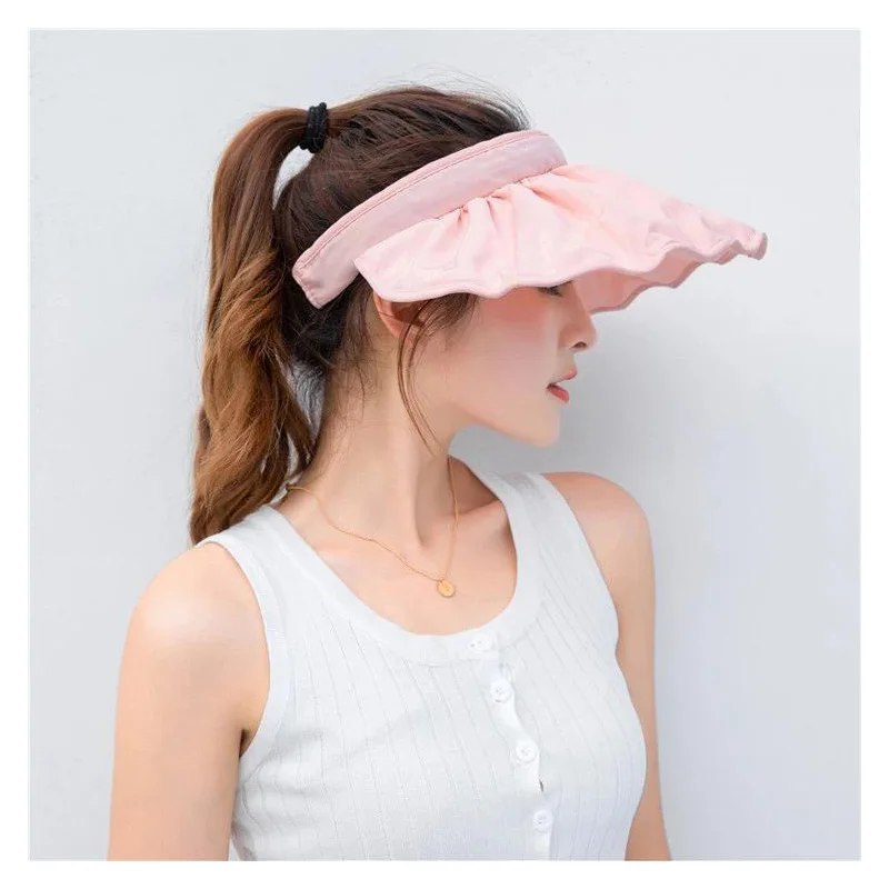 

Shell Hat Women's Summer Fashion Beach Large Eaves Sun Shading Cap Dual-Purpose Hair Hoop Empty Top Foldable