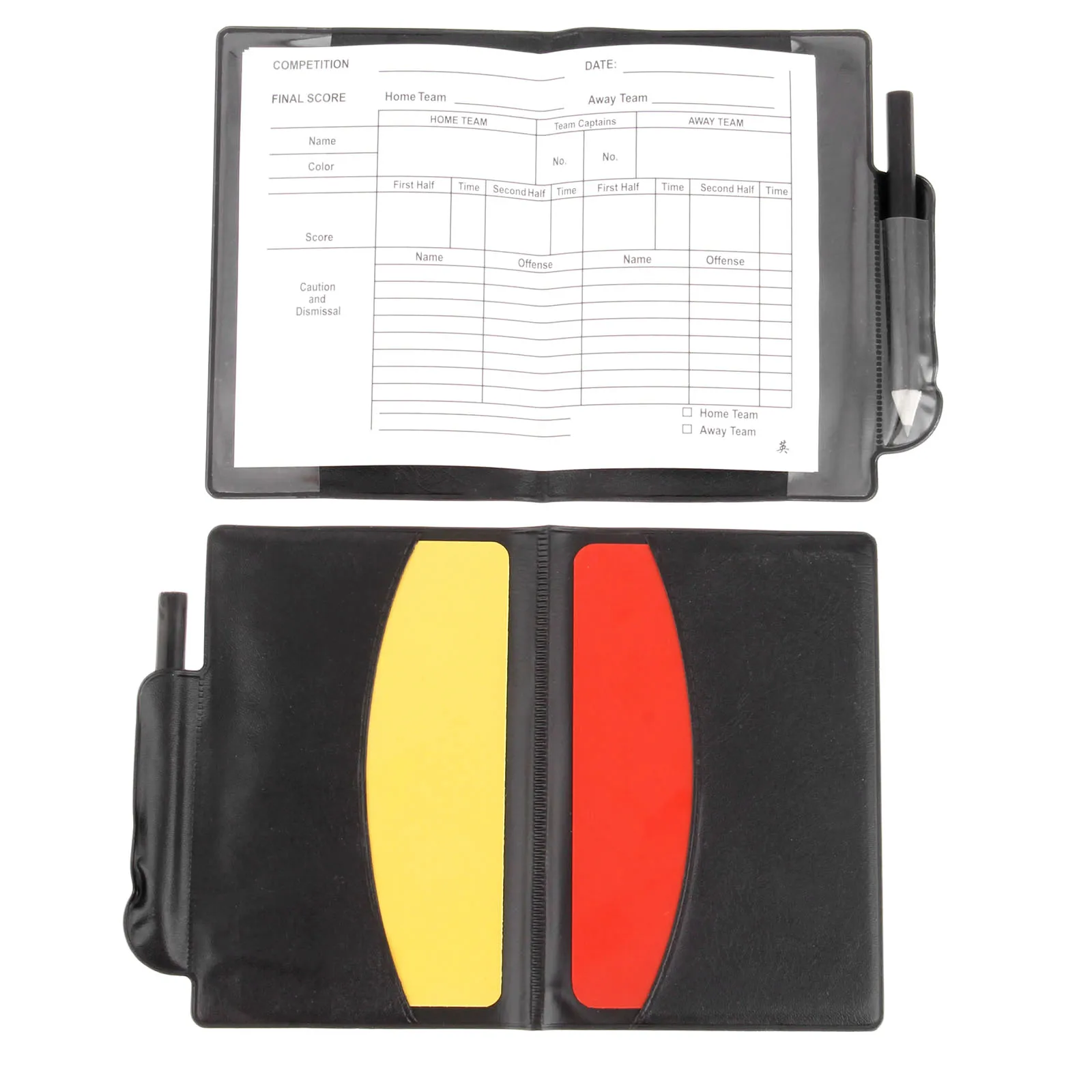 Sports Team Soccer Referee Red and Yellow Card with Holster Notebook Pencil Official Football Match Players Coach Recording Foul