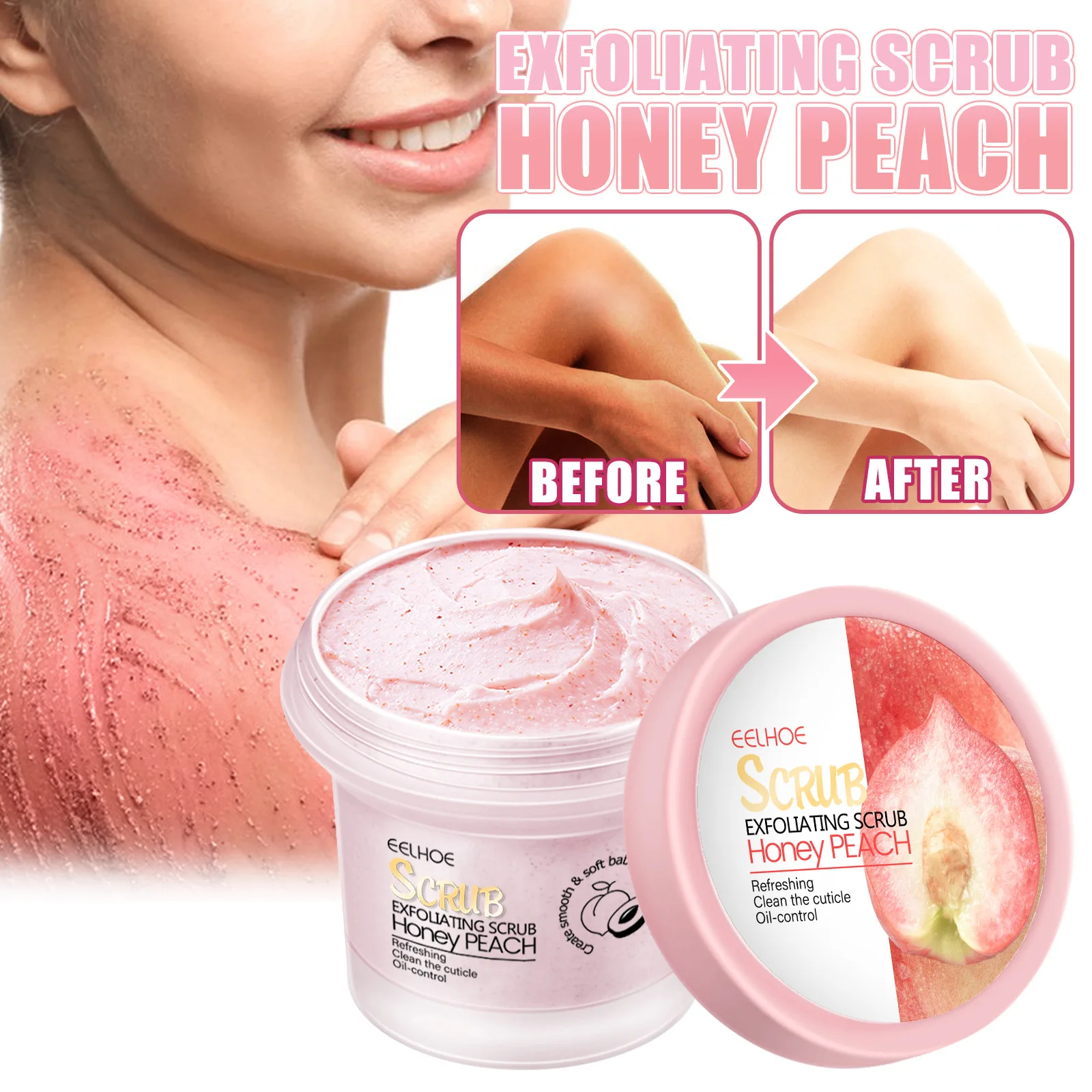 

Peach Body Scrub Deep Cleansing Moisturizing Exfoliating Chicken Skin Softening Care Oil Control Shower Cream