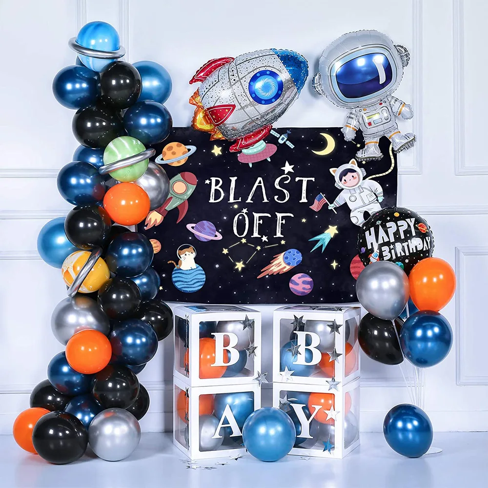

69pcs Space Astronaut Balloons Garland Arch Kit Metal Blue Rocket Ballon for Kids Birthday Party Decoration Baby Shower Gifts