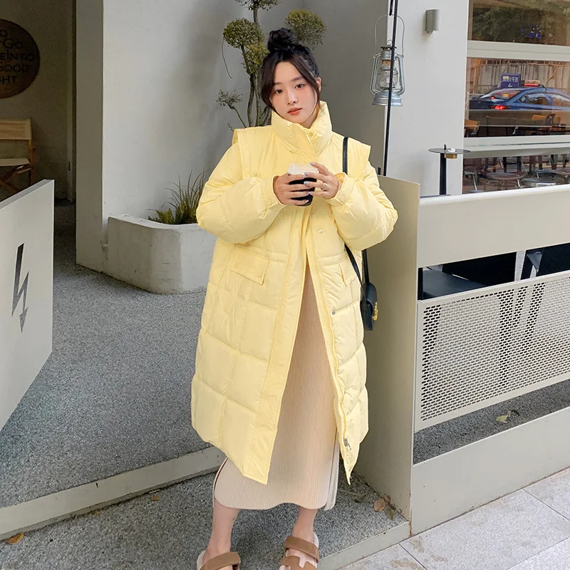 New Winter Women Down Cotton Jacket Long Fashion Casual Slim Thickened Warm Cotton Jacket Coat Long Sleeve Solid Woman Clothes