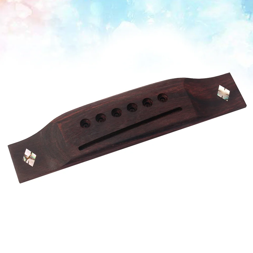 

6 Strings Rosewood Saddle Thru Slotted Acoustic Guitar Bridge with Seashell Decor for Type Folk Classical Acoustic Guitar