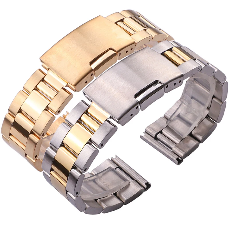 

22mm 18mm 24mm 20mm Watch Band Bracelet Women Men Solid Stainless Steel Watchbands Gold Silver Black Strap Accessories