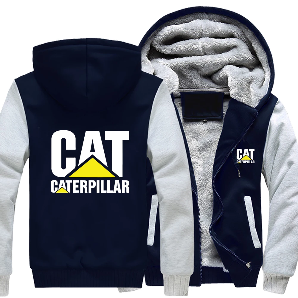 

Новая зимняя мужская модная толстовка с логотипом кошки, утепленная повседневная мужская теплая флисовая куртка, толстовка в стиле Харадзю...