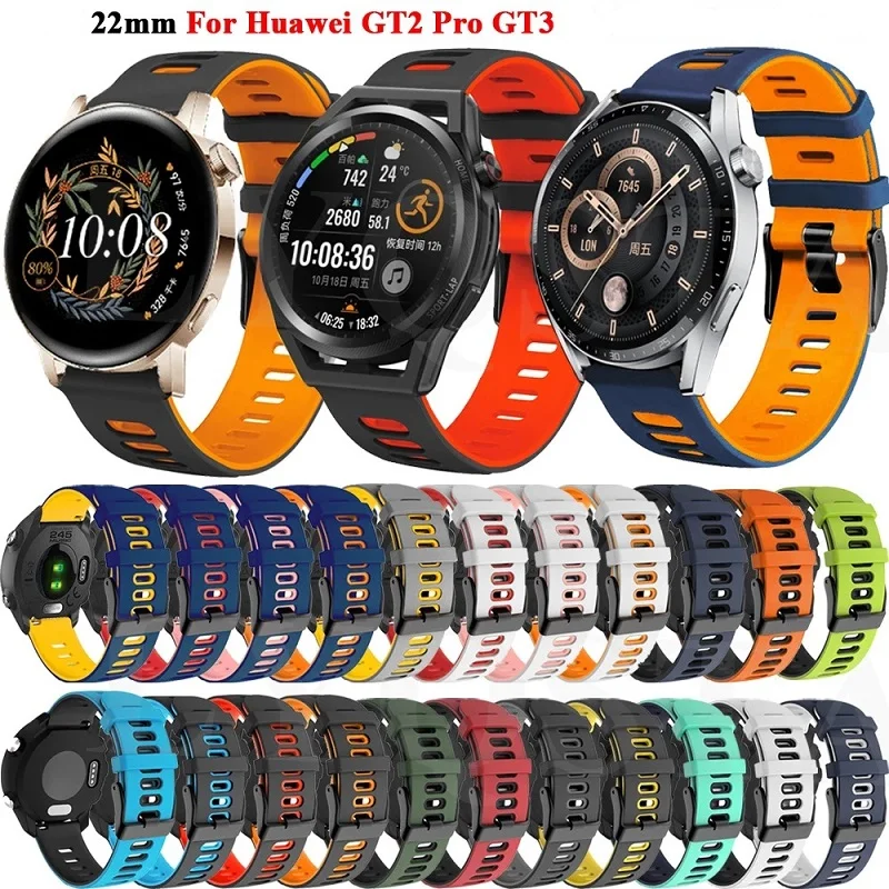 

22mm Strap for HUAWEI WATCH 3 46mm Sports Silicone Strap Watch GT3 GT 2 Pro 3 Pro Wristband Replaceable Accessories Belt