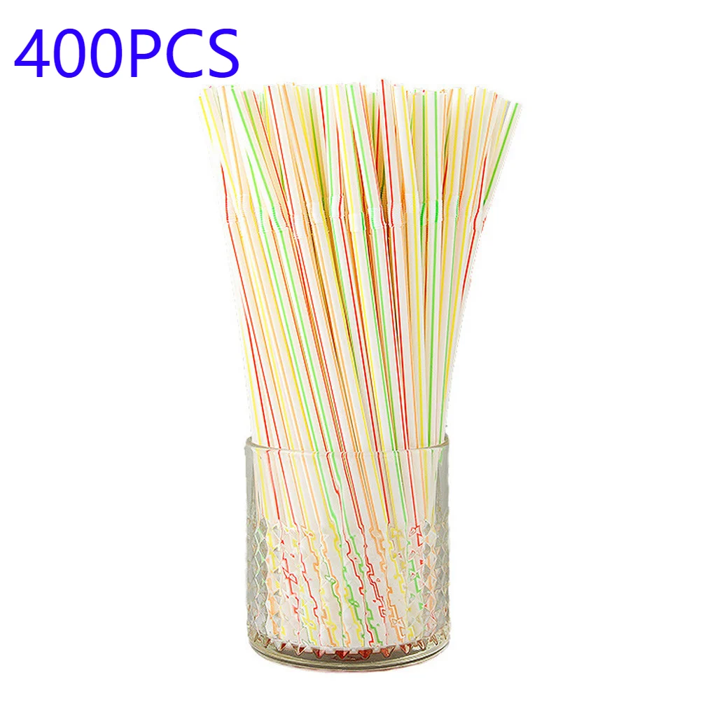 

New Kitchen Tools Practical 400 Pack Flexible Disposable Plastic Drinking Straws-assorted Colors Кухонные Принадлежности