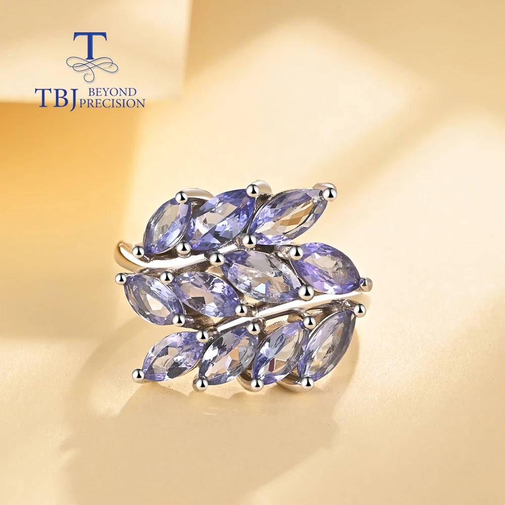 Легкое роскошное кольцо с натуральным синим танзанитом для женщин серебро 925