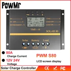 ШИМ-контроллер заряда солнечной панели 80 А 12 В 24 В, автоматическое зарядное устройство для солнечной батареи с ЖК-дисплеем, высокоэффективное зарядное устройство для солнечной батареи 80 серии