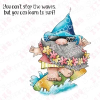 newest scrapbook decor embossing template diy gift card handmade craft silicone stamps gnome riding the waves metal cutting dies