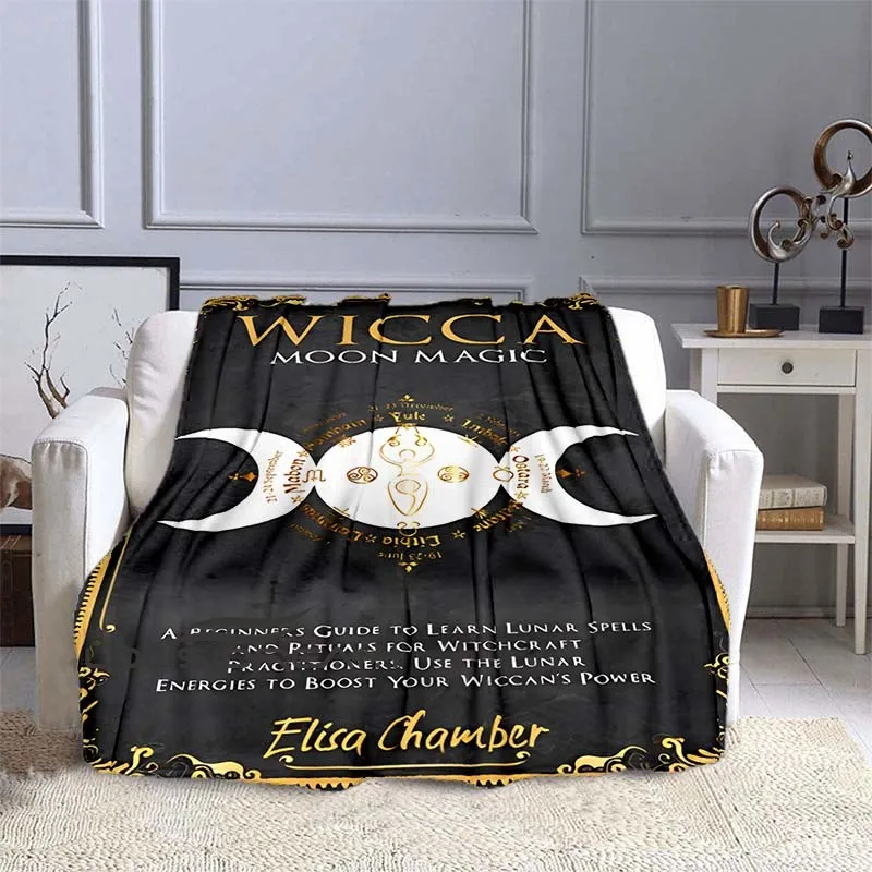 

March Goddess Gothic Tarot Throw Blanket Halloween Black Witchcraft Print Plush Blanket Home Decor Soft Napping Pet Blanket