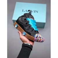 2022 new y2k style flat thick sole lace up black shoe graffiti shoes women mixed color casual shoes sneakers unisex