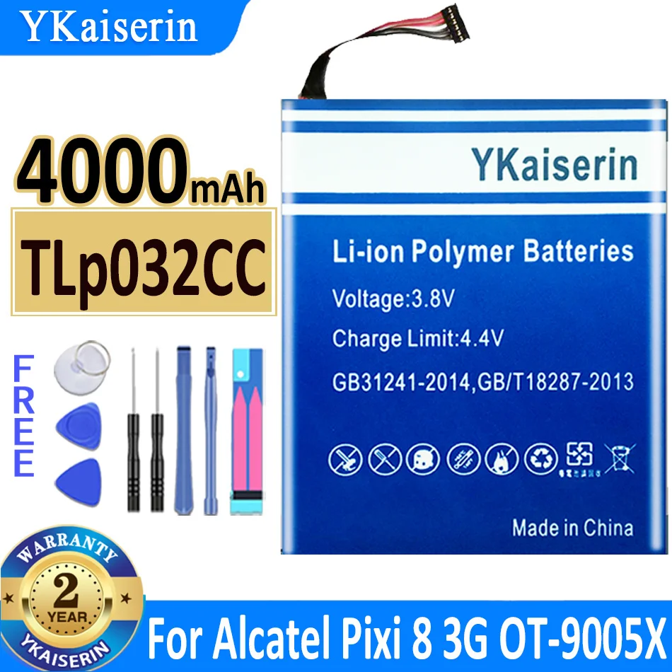 

YKaiserin 4000mAh TLp032CC Battery For Alcatel One Touch Pixi 8 Pixi8 8.0 3G 9005X OT-9005X Mobile Phone Batterie Batterij