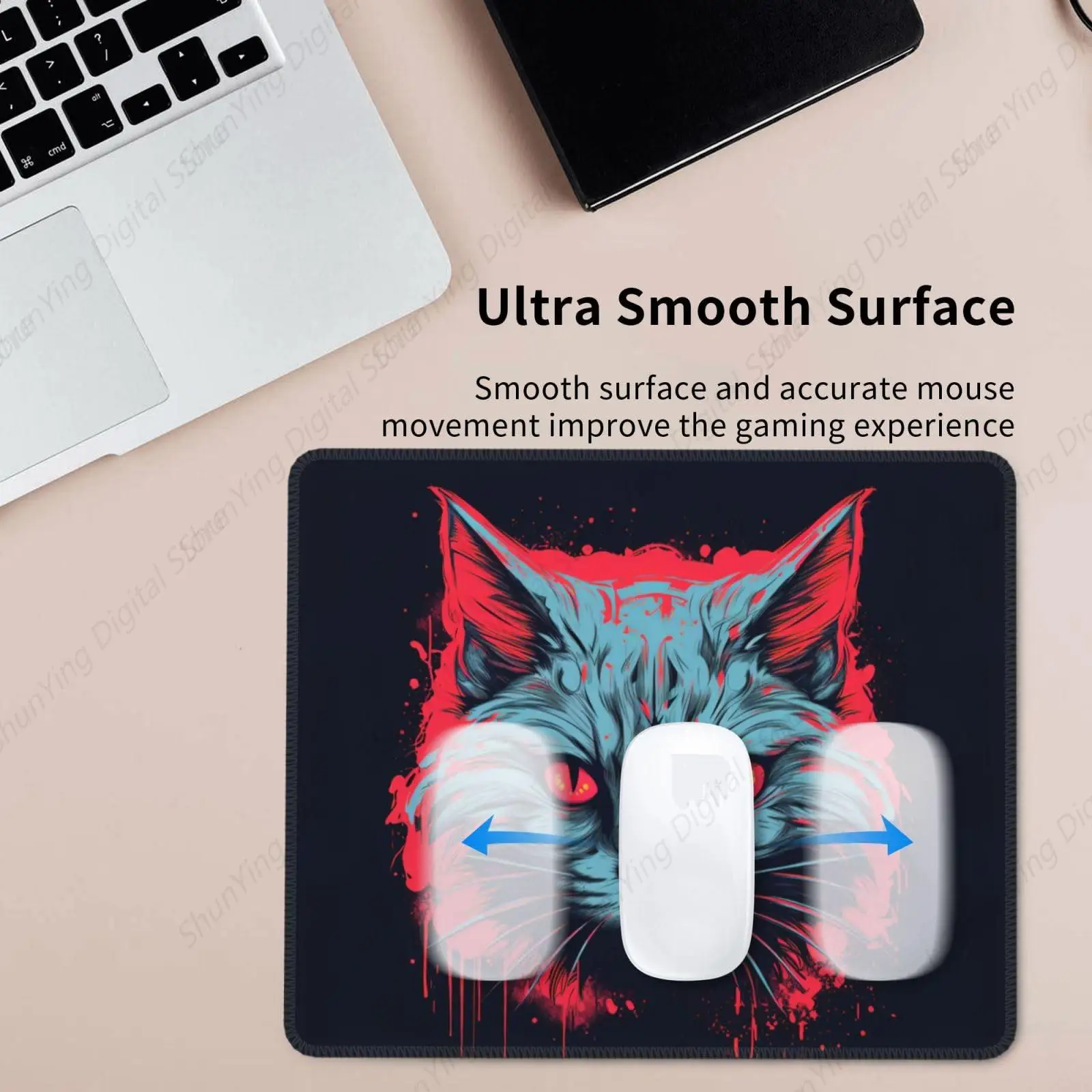 Cat Cool Punk Подарочный коврик для мыши Нескользящий резиновый игровой подходит