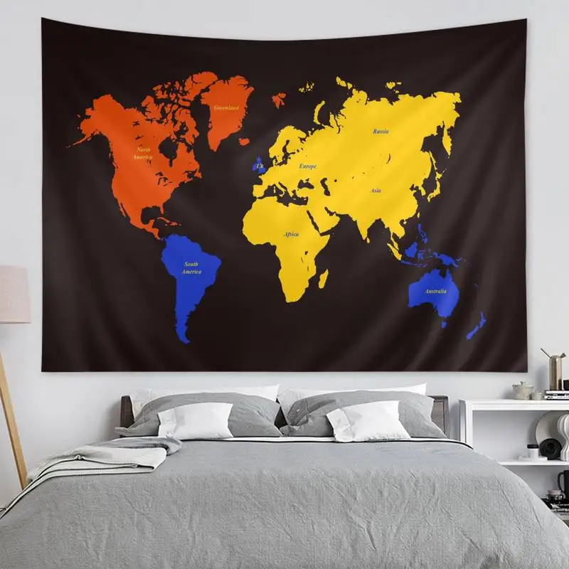 

World Map Cartoon Tapestry Art Home Decor Indian Wall Decoration Bohemian Hippie