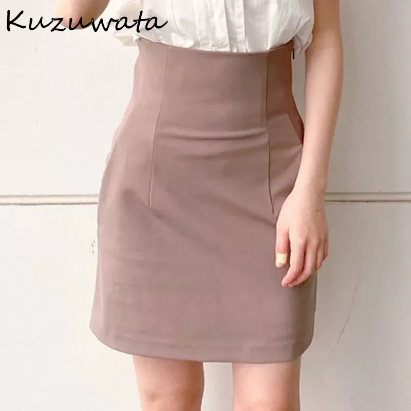 

Kuzuwata Solid Empire Slim Folds Above Knee Sexy Mini Skirts Summer Womens Faldas 2022 New Fashion Temperament Japan Style Jupe