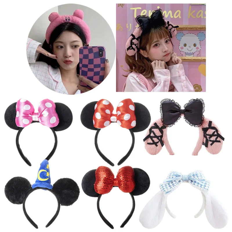 

Kawaii Anime Stars Kirby Plush Doll Headband Cartoon Plushie Face Wash Hair Band Hair Accessories Cute Photo Props Girl Gifts