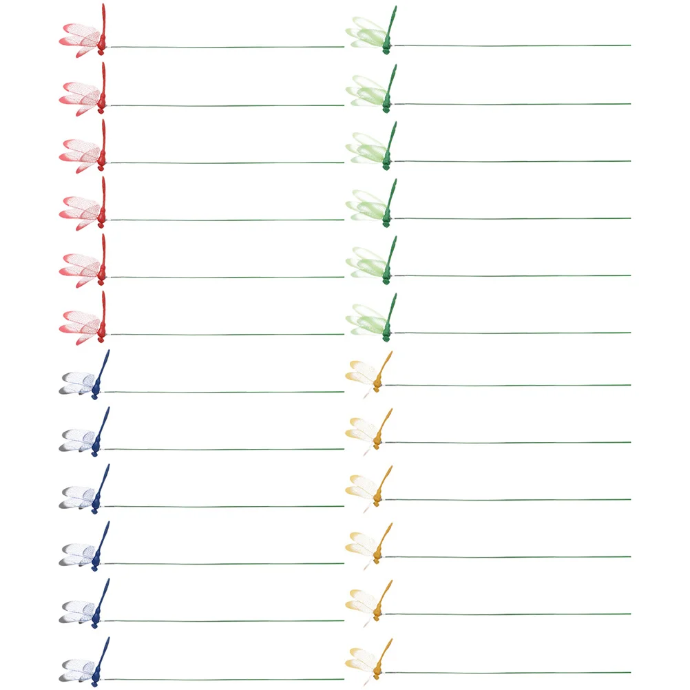 

24 Pcs Dragonfly Sticks Simulation Flower Pot Flowerpot Stakes Yard Decor Grass Lawn Inserted Ornament