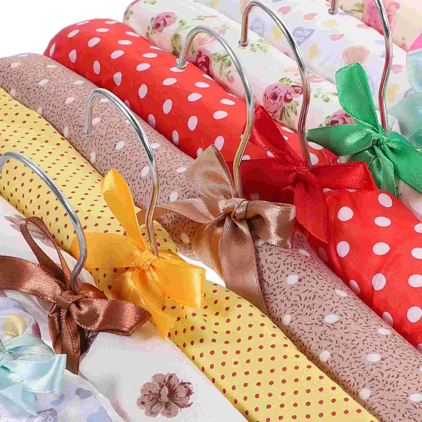 

10 Padded Hangers Anti Satin Padded Clothes Hangers Wooden Sweater Hangers Coat Hanger Bump Floral Canvas Cover for Rack