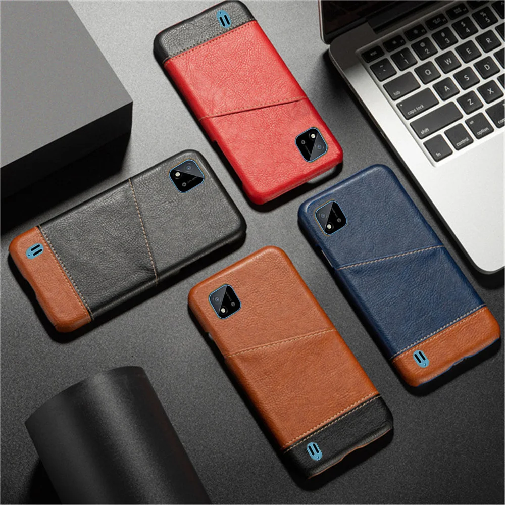 

For Realme C11 C21 C25s Coque For Oppo Realme C11 Case Cover On For Realme C11 2021 Mixed Splice PU Leather Credit Card Cover