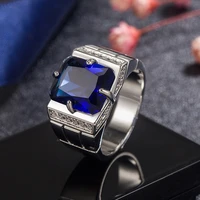 european and american style mens ring square emerald diamond ring domineering mens ring sapphire ring multicolor ring jewelry
