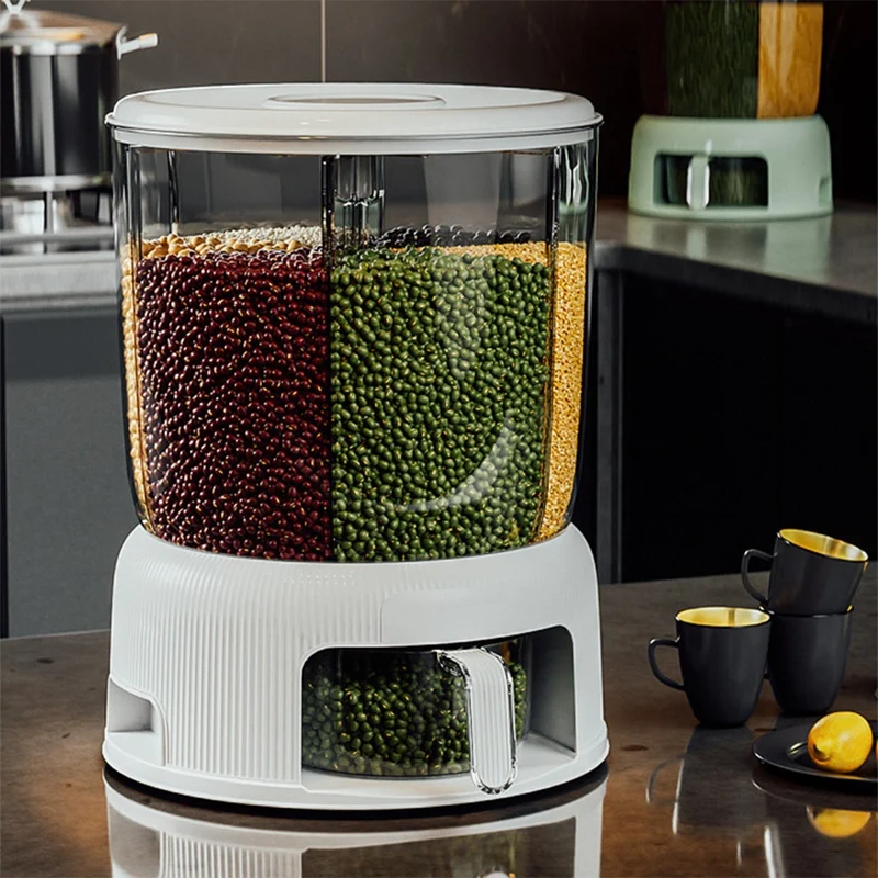 Цельное кухонное пластиковое герметичное вращающееся ведро для риса