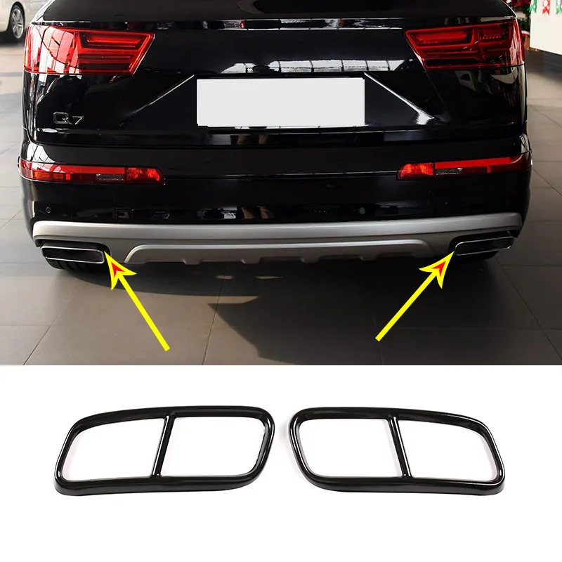 

Для Audi Q7 2016-2019 4 м, нержавеющая сталь, черный/серебристый цвет, крышка выхлопной трубы автомобиля, декоративная наклейка на глушитель, автомобильные аксессуары