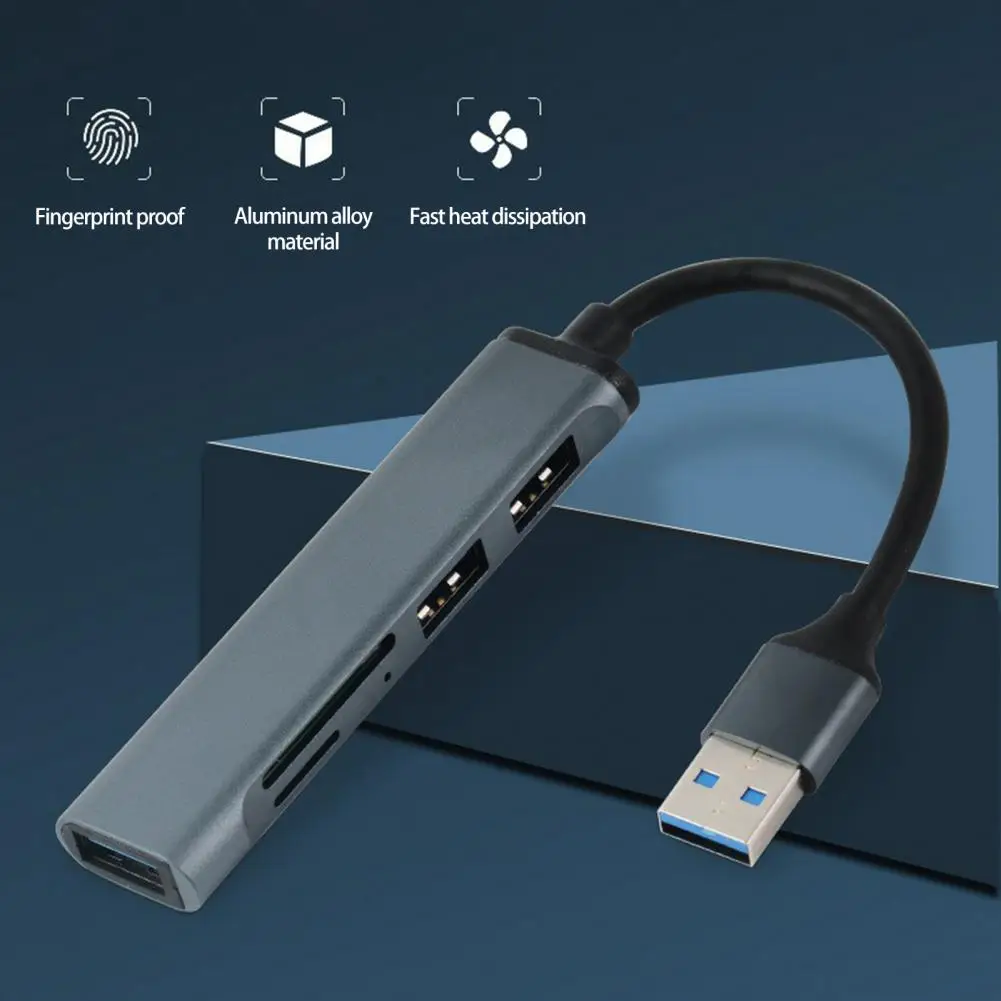 

Useful Stable Output Aluminum Alloy Type-C USB 2.0/3.0 Splitter Cable Hub TF/SD-Card Reader Computer Accessories