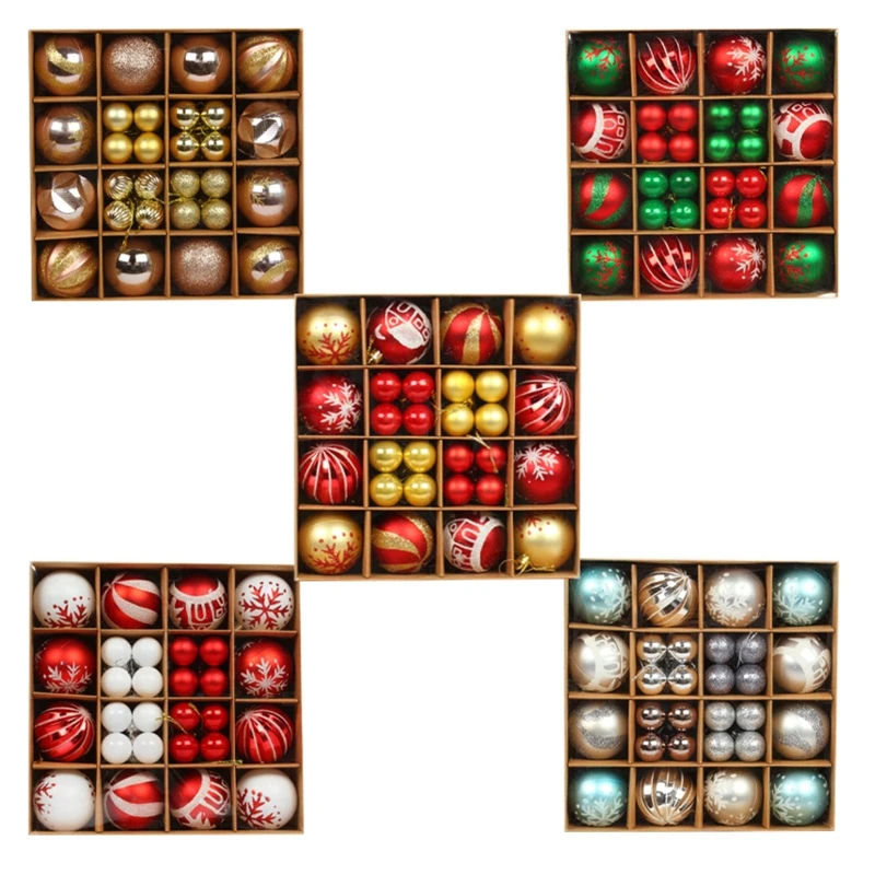 

44 Pack of Christmas Ball Ornaments Shatterproof Seasonal Decorative Hanging Baubles Box Set for Holiday Decorations
