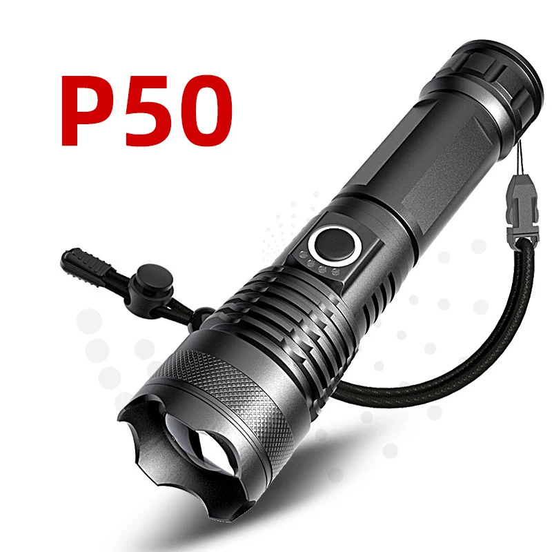 Outdoor Lighting Waterproof Strong Light P50 Portable Long-range Emergency Multi-function LED Rechargeable Flashlight
