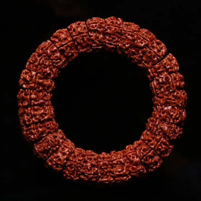 

SNQPTibetan Nepalese Big Rudraksha Hand String Men's Bracelet Fan Seed 5 Five Petal Fried Meat Wen Play Buddha Bead