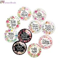 flower words round photo glass cabochon demo flat back making findings 20mm snap button n2331