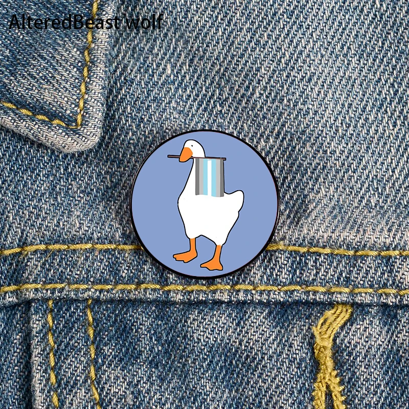 

Demiboy Pride Flag Goose Pin Custom Brooches Shirt Lapel teacher tote Bag backpacks Badge Cartoon gift brooches pins for women