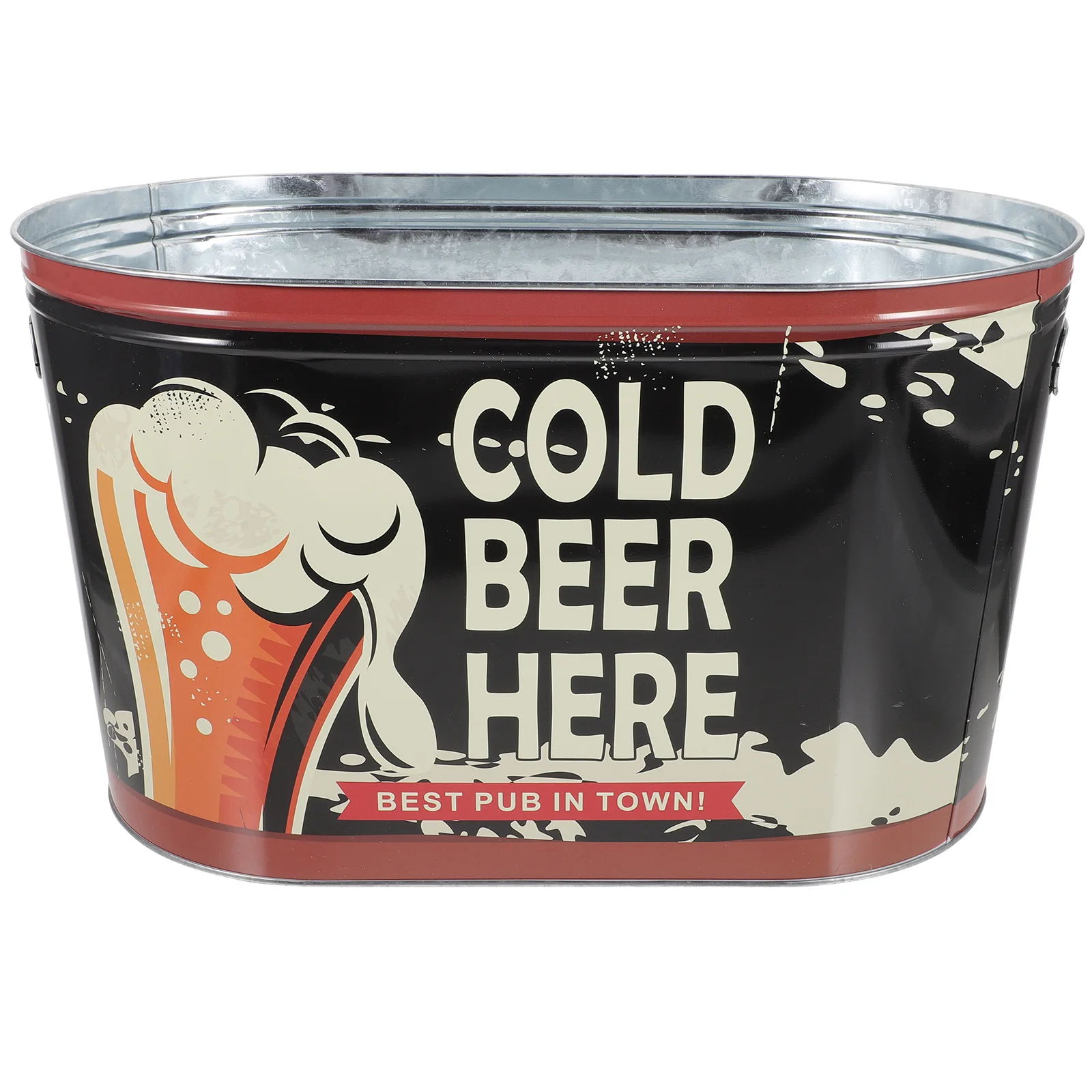 

Ice Bucket Bar Metal Container Beer Cooler Cube Barrel Handle Bottle Chiller Handheld Party Holder